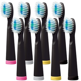 Sonic-FX Replacement Electric Toothbrush Heads Compatible with Sonic-FX - Soft, Extra Long Nylon Bristles for a Dentist Clean (8 Pack - Black)