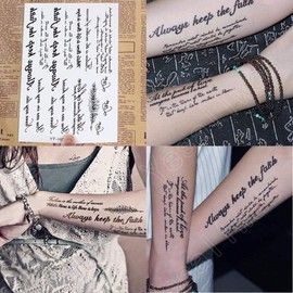 Yesallwas Tattoo Stickers Set of 6 English Letters (3 Large + 3 Petite) Tattoo Stickers Body Stickers for Men Tattoo Stickers Waterproof Easy to Apply to Arms, Legs, Body, Chest, Shoulder, Back tattoo