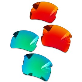 Combine8 2 Pairs Ploarized Replacement Lenses for Oakley Flak 2.0 XL OO9188 Sunglasses - Fire Red + Green