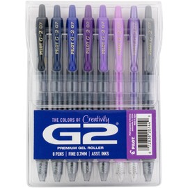 Pilot, G2 Premium Gel Roller Pens, G2 Boost Purples Pack, The Colors of Creativity, 8 Pack Pouch, Fine Point 0.7 mm, Assorted