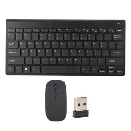 Smart Wireless Keyboard Mouse Kit Silent LED Indicator Waterproof Power Saving Compact Keyboard Mouse Set for Office Black