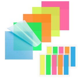 ZORRA 450PCS Transparent Sticky Notes, 5 Color Transparent Notes Sticky Tabs, 2 Sizes Self Stick Note Pads for Students, Reading, Learning, School and Office(3×3 in, 1.8×0.5 in)