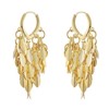 Gold Plated Cascading Leaf Dangle Earrings, Long Tassel Drop Design,
