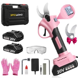 Electric Pruning Shears Cordless- Brushless & Professional Battery Powered Pink Pruner, 2 Batteries & Replaceable Blades, Toolbox for Efficient Garden & Landscape Maintenance