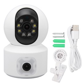 WiFi Dual Lens Security Camera HD Wireless Home Camera with Wide Angle Night Vision Motion Detection 2 Way Audio