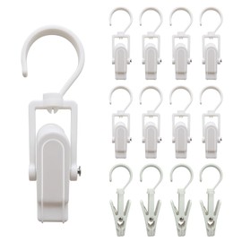 Joytey 16 PCS Clothes Pegs Large Laundry Hook Pegs 4.1in Hat Pegs Portable Laundry Hooks Clip, 360 Degree Rotating Peg Curtain Clips, Firm Grip Pegs with Swivel Hook for Sheet Gloves Towel, White