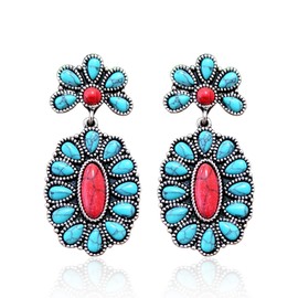 Red Turquoise Earrings for Women White Western Drop Earrings Western Outfit for Women Dainty Dress Boho Jewelry Gifts