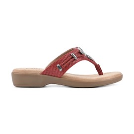 CLIFFS BY WHITE MOUNTAIN Bailee Women's Thong Sandal, Red/Woven, 6.5 M