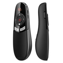 HELLCOOL Presenter USB C mit Timer, 2.4 GHz Wireless Powerpoint Fernbedienung via USB A & USB C Empfänger, Rot Pointer für Präsentationen, Präsentationsfernbedienung für Windows/Mac/PowerPoint/Keynote