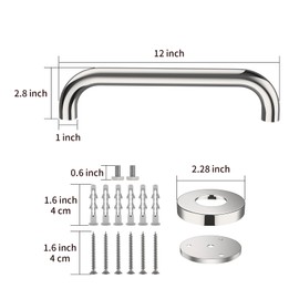 2 Pack 12 Inch Shower Grab Bar, ZUEXT Chrome Stainless Steel Bathroom Grab Bar, Shower Handle, Bathroom Balance Bar, Safety Hand Rail Support - Handicap, Elderly, Injury, Senior Assist Bath Handle