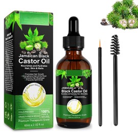 Jamaican Black Castor Oil,Black Castor Oil for Hair Growth,60ml Pure Natural Cold Pressed,for Eyebrows,Eyelashes,Hair Growth,Nails,and Skin,Treatment for Damaged Hair & Dry Skin