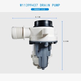 W11399437 Washer Drain Pump replace Washing Machine Drain Pump W11259498 Compatible With Whirlpool Maytag Kenmore Crosley WTW5057LW0 WTW5100HC1 WTW5000DW3