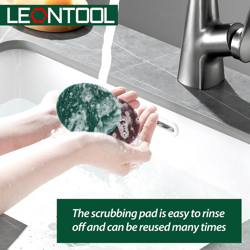 LEONTOOL 4 Inch Drill Powered Brush Tile Scrubber Cleaning Pads,