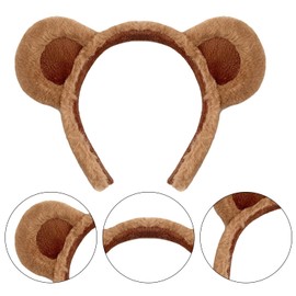 HIXNUG 3Pcs Bear Ears Headband Brown Plush Animal Hair Hoops Cute Alice Headband Animal Party Costume Accessories for Adult Kids
