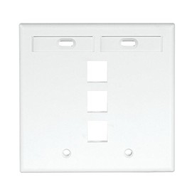 Leviton 42080-3WP 3-Port Dual Gang QuickPort Wallplate with ID Windows, White