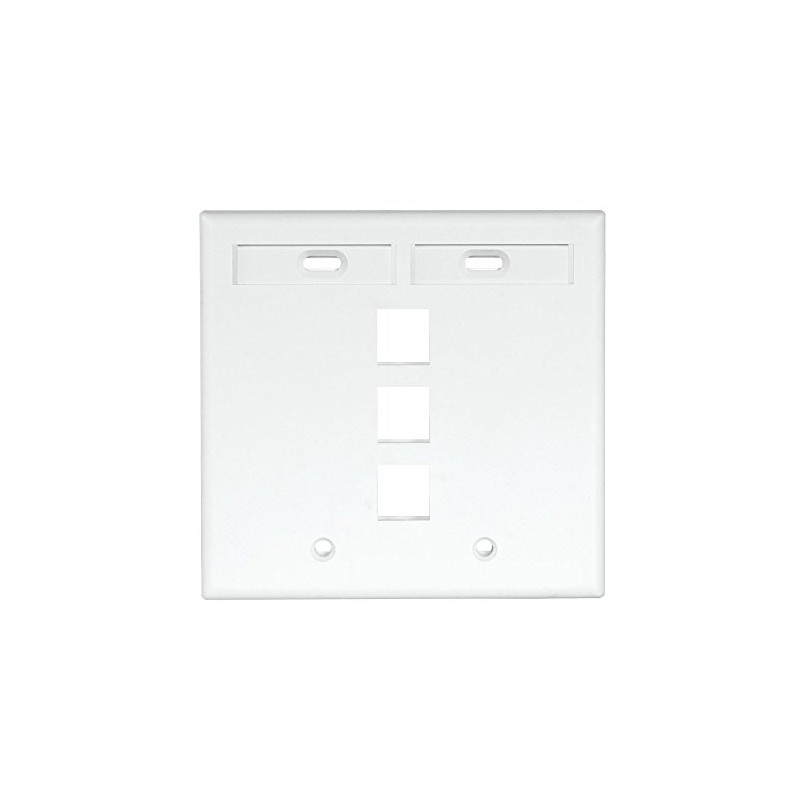 Leviton 42080-3WP 3-Port Dual Gang QuickPort Wallplate with ID Windows,