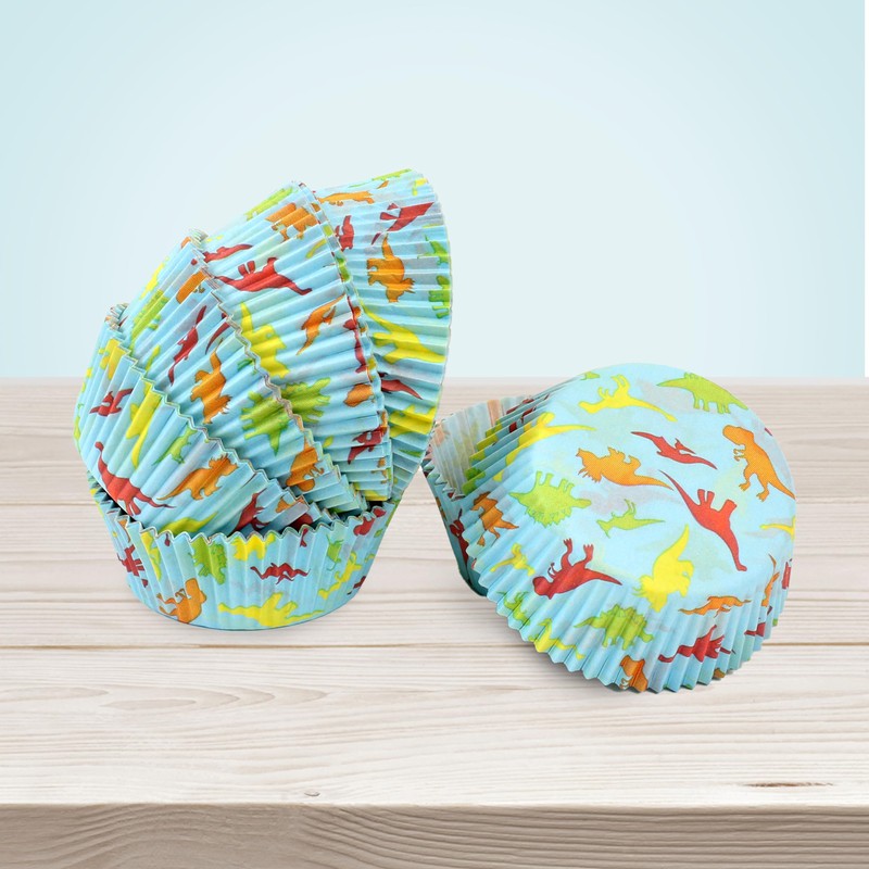 Kaffeehaus Diamant Dino Muffin Cases Pack of 50 in Blue,