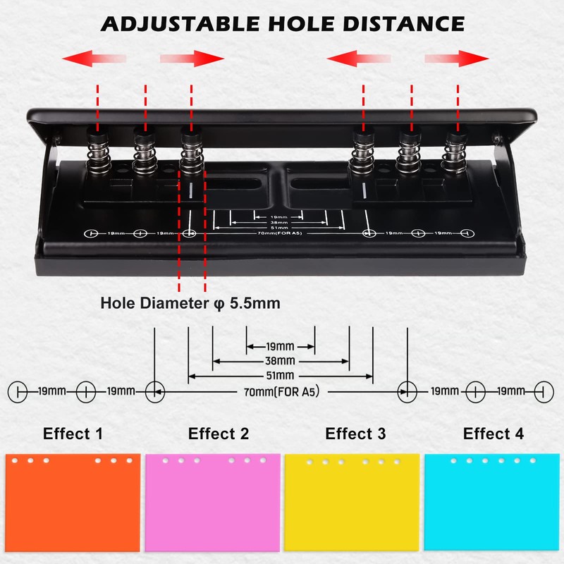 6 Hole Punch, A5 A6 A7 6-Ring Hole Punch with