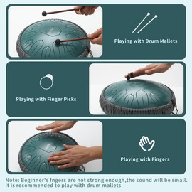 LeSage Rain Steel Tongue Drum for Outside 13 inch 15 note Meditation Handpan Chakra Drum Relaxation Sound Healing Therapy Zen drum Instrument Yoga Gifts