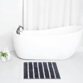 Indecor Home Amelia Bath Microfiber Rug, Soft and Absorbent Bathroom Mat, Quick-Dry Non-Slip Floor Mat for Shower, Bath, and Toilet, 17x 24 - Frost Grey