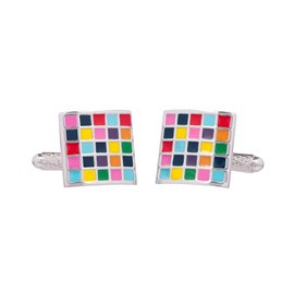 Multi Colour Cufflinks for Men Square Checkerboard Cufflink by Onyx Art London