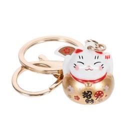 NUOBESTY Cute Keychains for Women Feng Shui Lucky Cat Keychain: Japanese Beckoning Cat Key Ring Maneki Neko Cat Keychian 2022 Good Luck Bell Keychain Charm Pendant for Wealth Fortune Cat Keychains