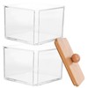 KONTONTY Bamboo Lid Cotton Swab Boxes Portable Makeup Organizer Cotton