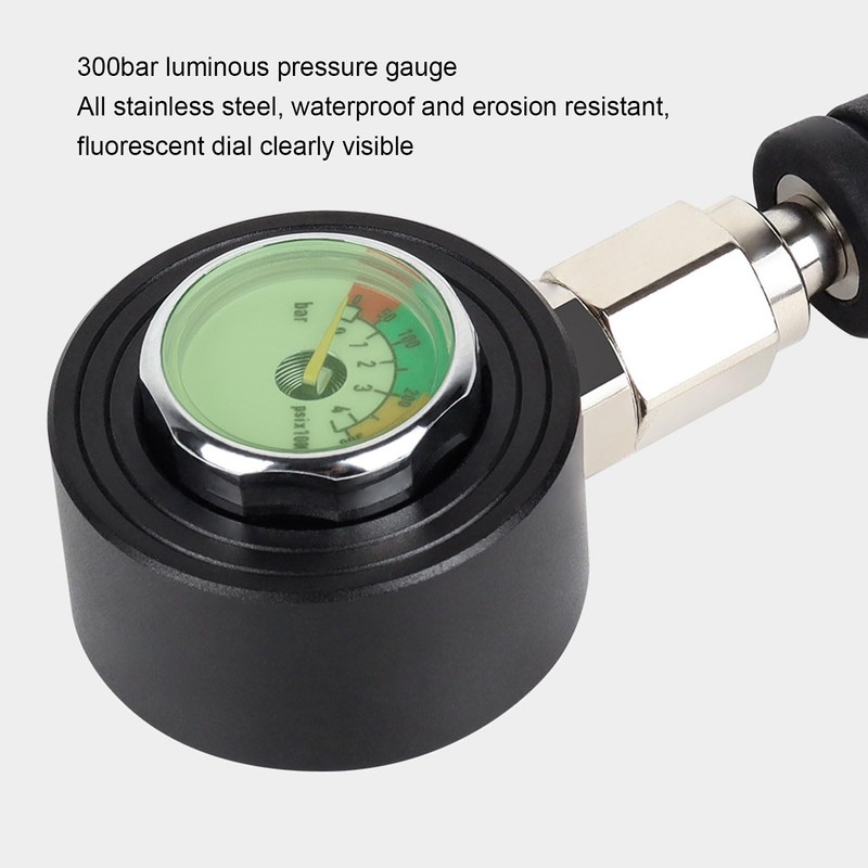 Diving Pressure Gauge, Professional Luminous Submersible Diving Night Glow Pressure