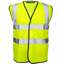 MyShoeStore Hi Viz High Vis Visibility Vests 2 Band Reflective Security Work Contractor Safety Vest Waistcoat Jacket Top (Yellow, 2XL)