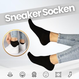 Sneaker Socken Herren 43-46 Schwarz 10 Paar Kurze Socken Atmungsaktive Baumwolle