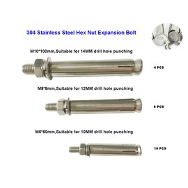 Becho 20 pcs 304 Stainless Steel Hex Nut Expansion Bolt External Sleeve Anchor Set(M6M8M10)