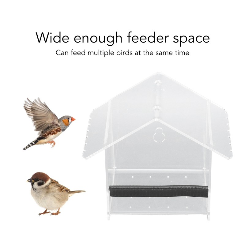 Window Bird Feeder Transparent Large Space Bird Feeder House with