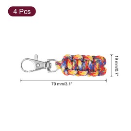 uxcell 4pcs Paracord Zipper Pulls, 3.1" Paracord Lanyard Keychain for Backpacks, Tents, Trolley Cases, Traveling Cases, Key, Jackets, Multicolor