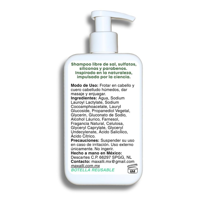 Shampoo Sin Sal Ni Sulfatos Con Ácido Salicílico | Menta