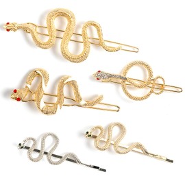 5Pcs Metal Snake Clips Vintage Twists Snake Hair Cluster Alloy Non Slip Hair Pin for Thick Thin Hair Accessories Birthday Gift for Brides Girl Women (Gold Silver)