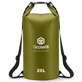 Goosehill Waterproof Dry Bag, 5L 10L 20L Roll Top Dry Sack with 2 Detachable Straps, Waterproof Bag for Boating Hiking Camping Kayaking Canoeing Swimming Snowboarding Paddle Board