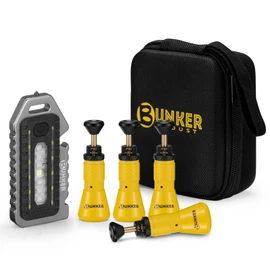 BUNKER INDUST Adjustable Auto-Stop Offroad Tire Deflator Kit with 4 Tire Air Down Valves (10-30 PSI) - Multifunctional LED Light, Safety Whistle, Bottle Opener & Carrying Case for Jeep, SUV, ATV