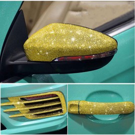 12000 Pieces 2mm Bling Bling Rhinestone Sheet Rhinestone Sticker DIY Car Decoration Sticker Self Adhesive Heat Repair Glitter Crystal Gem Sheet Sticker for Car&Craft Decoration(Yellow)