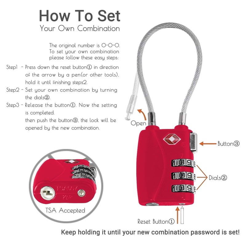 CFMOUR TSA Locks - 1, 2, 3, 4, 5, 6
