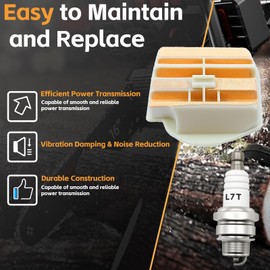 AZXX 599333601 Air Filter Kit for Husqvarna 445 450 Chainsaws, Air filter Tune Up Kit 4 Pcs Spark Plug Primer Bulb Fuel Filter Compatible with 445 450 Rancher 445E II Air Filter Maintenance Parts