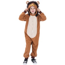 Wizland Kids Lion Onesie Costume Set,Lion Jumpsuit with Tail,Animal Costume Outfit for Unisex Boys and Girls XL 10-12