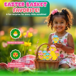 Easter Chick Fidget Pop Tubes Fidget Toys for Kids - Forest & Twelfth 7-Inch Stretchy Toys for Use as Sensory or Stress Relief Toys for Toddlers, Stocking Stuffers (Set of 12)