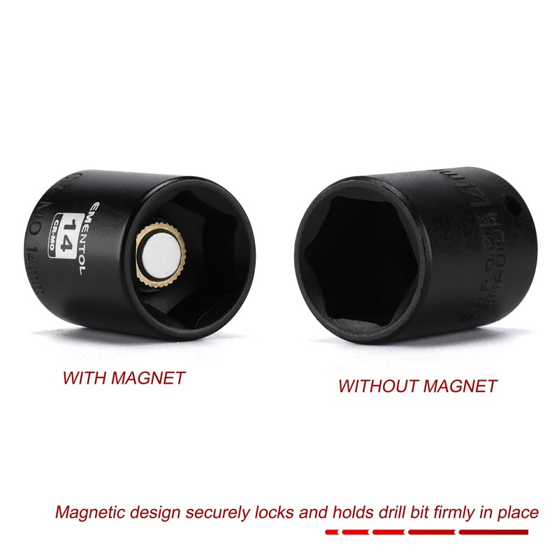 EMENTOL 1/4 Inch Drive Magnetic Impact Socket Set, 19-Piece Metric,