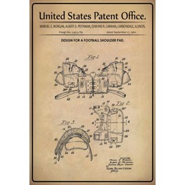 Ontrada Blechschild 12x18cm gewölbt Patent Entwurf Football Schulterpolster 1960 Schild