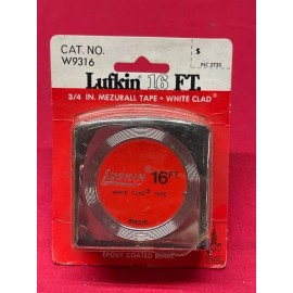 LUFKIN W9316 MEZURALL WHITE CLAD TAPE RULE, 16' x 3/4"  - VINTAGE!