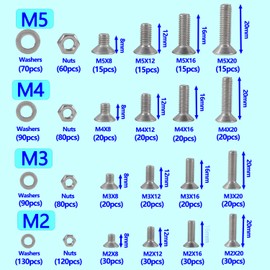 HVDHYY 1065pcs M2 M3 M4 M5 Bolt and Nut set Machine Phillips Pan Head Screws & Nuts & Washers Assortment kit 304 Stainless Steel Button with a Reusable Storage Box (4 Hex Wrenches)