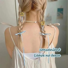 Hair Jewelry for Women Girls Yellow Star Hair Clips With Pendants Beaded Pearl Hair Barrettes Yellow for Girls Women Hair Pins Yellow Moon Hair Clip with Tassel Hair Charms for Braids Silver