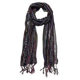 Humble Hilo Multi-Colored Scarf/Shawl for Women Lightweight Head or Neck Scarf (Black Multicolor W23)