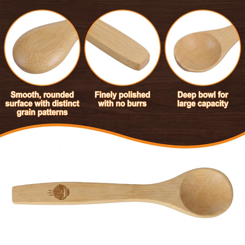 6 Pcs Small Wooden Spoons, 5.19 Inch Mini Bamboo Spoons