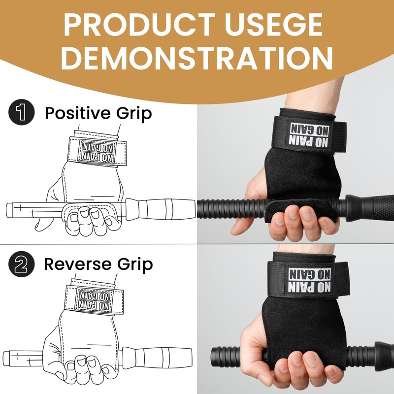 Weight Lifting Wrist Wraps Grip, Double Leather Weight Lifting Straps,